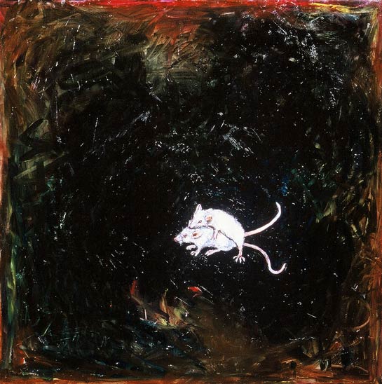<em>Domestic Mice</em>, 1999, Oil/Panel, 24 x 24"