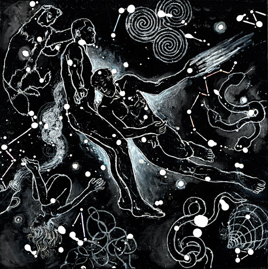 <em>Celestial Bodies II</em>, 2012, Mixed Media/Clayboard, 12 x 12"