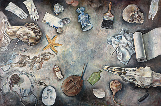 <em>Midden IV (White Gloves)</em>, 2012, Oil/Canvas, 44 x 66"
