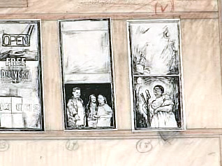 Elli Crocker sketch for Windows on Allston Project